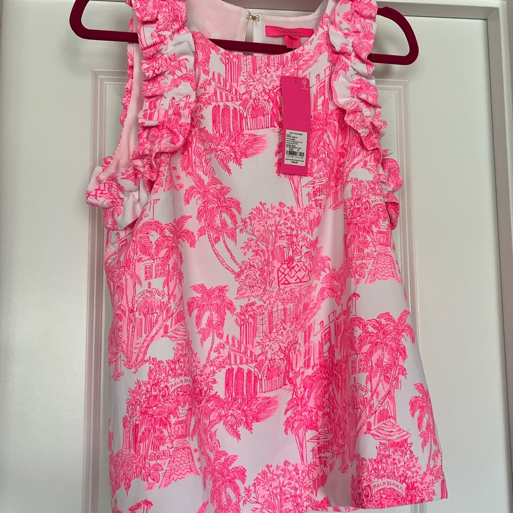Lilly Pulitzer Kailee Sleeveless Ruffle Top Size M